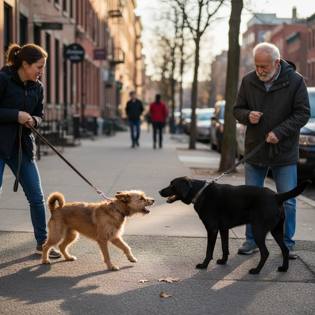 Portada del artículo Mi perro ladra a otros perros en la calle: qué hacer para corregirlo sin empeorar el problema