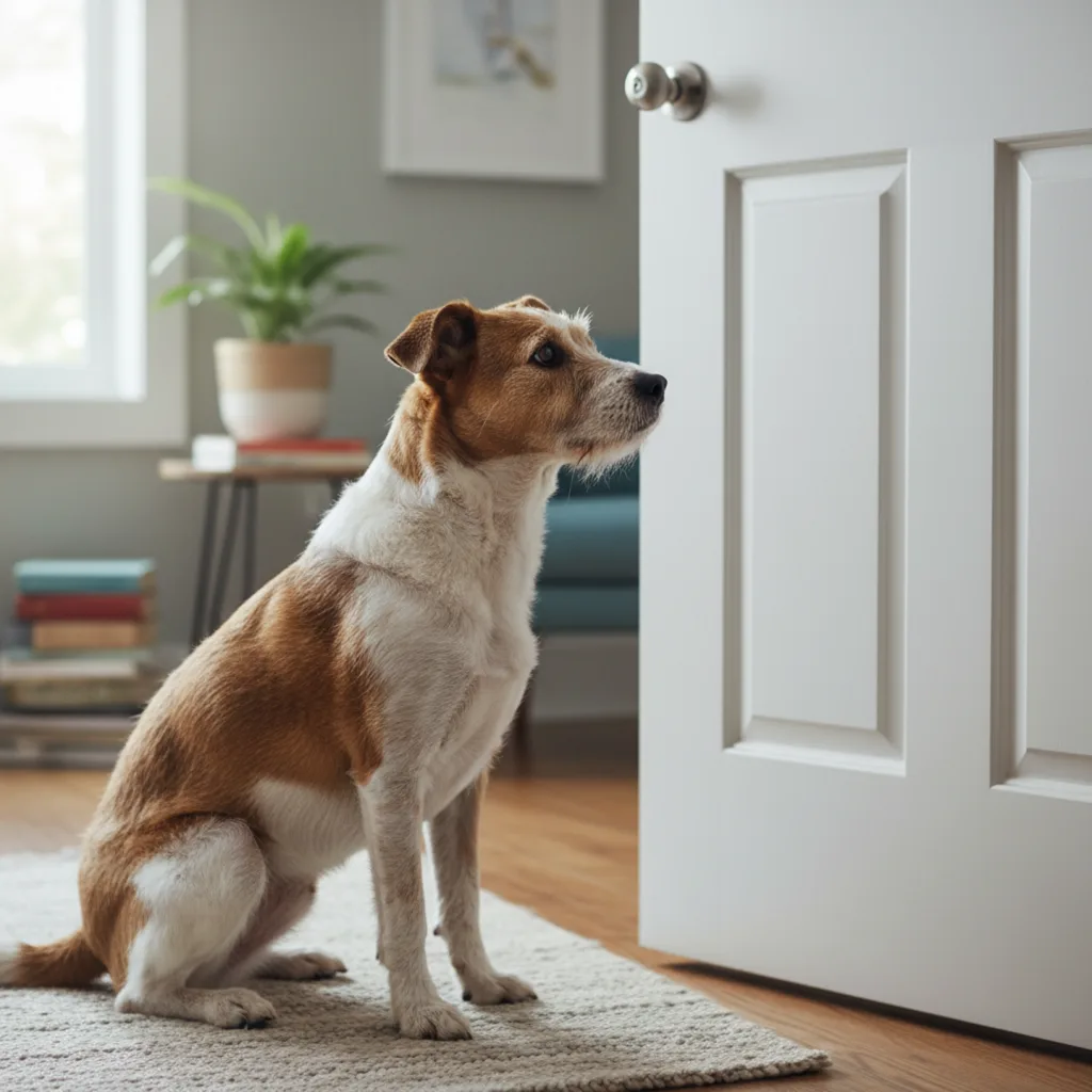 Portada del artículo Mi perro llora cuando entro al baño: qué significa y cómo evitarlo sin empeorar la dependencia