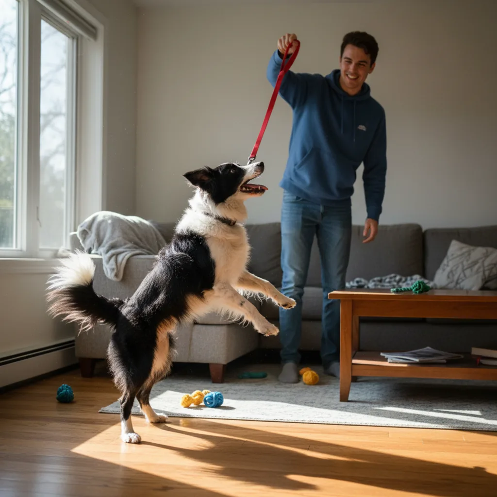 Portada del artículo Mi perro se vuelve loco cuando ve la correa: cómo calmar su excitación antes del paseo (sin gritos ni castigos)