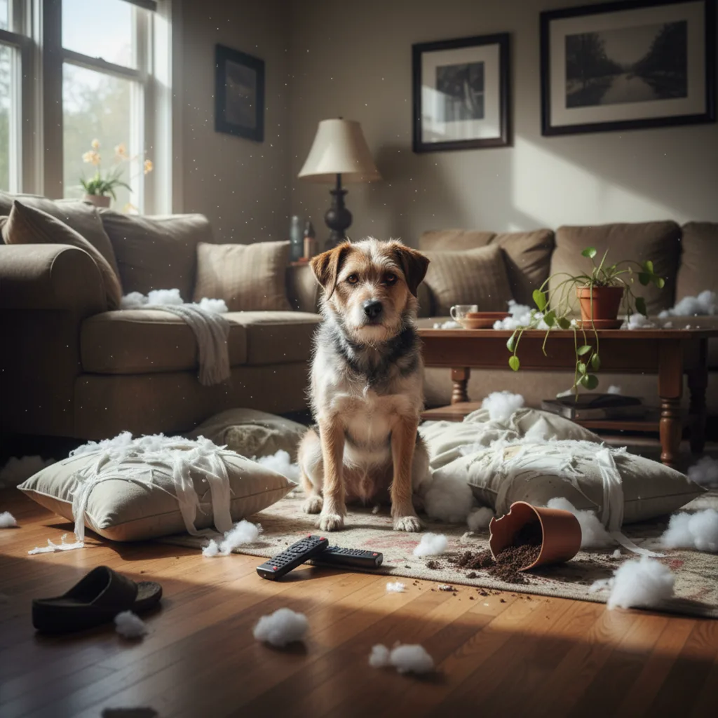 Portada del artículo Mi perro rompe cosas cuando se queda solo: causas reales y cómo solucionarlo sin empeorarlo
